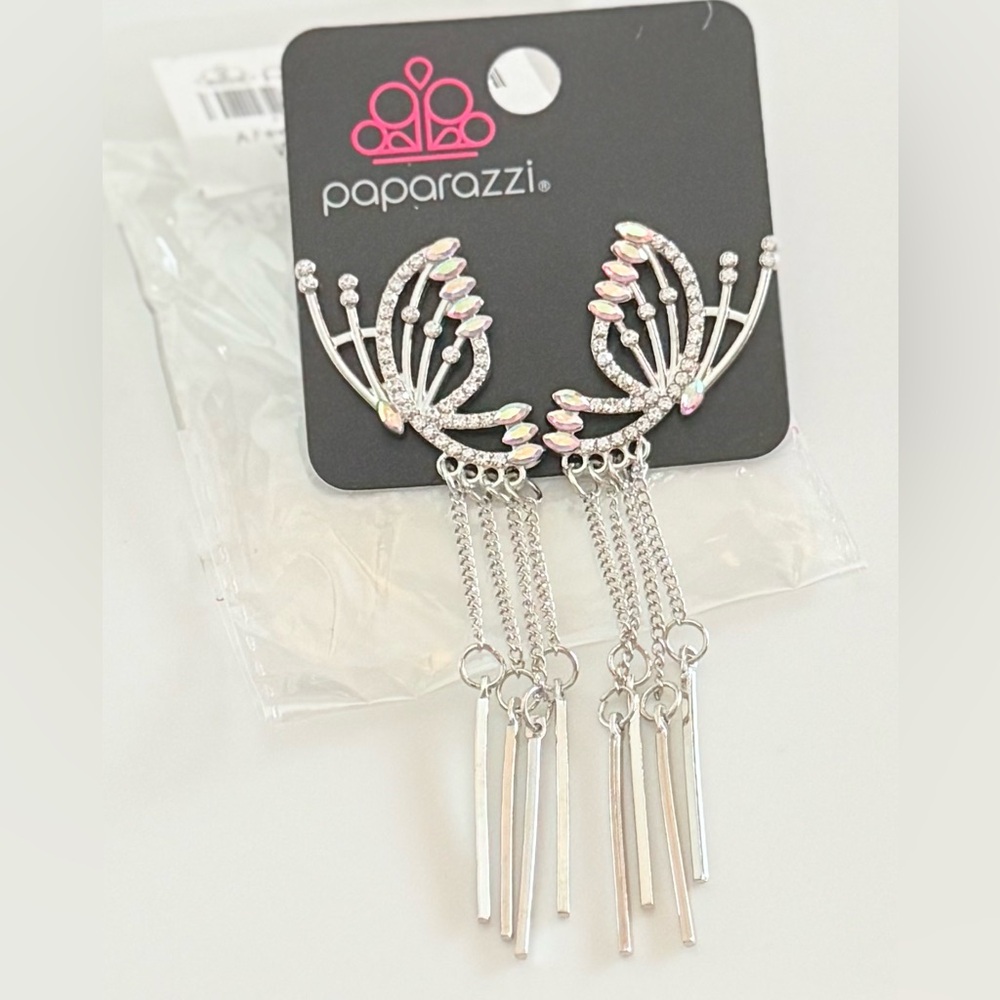 Paparazzi Silver/Iridescent Statement Earrings